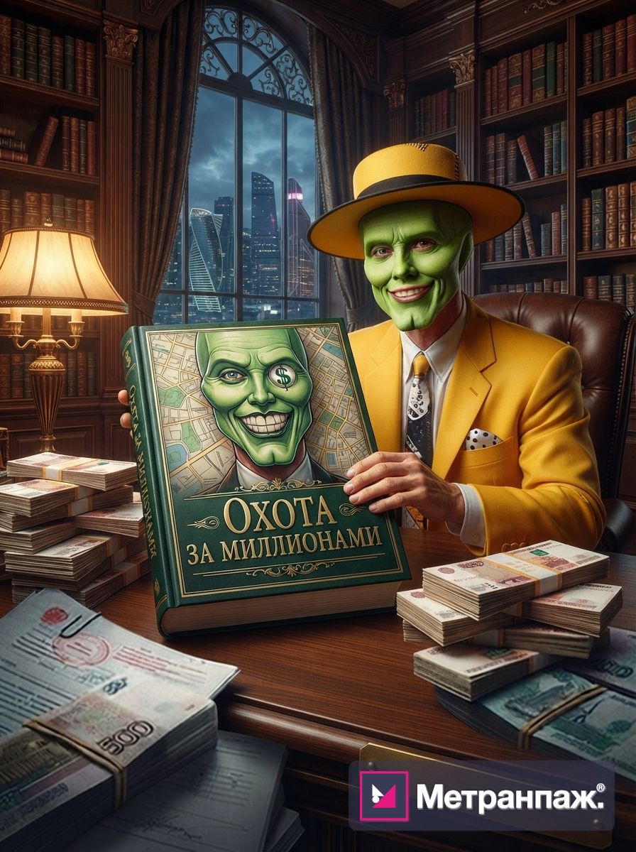 Охота за миллионами — обложка книги с зелёным персонажем
