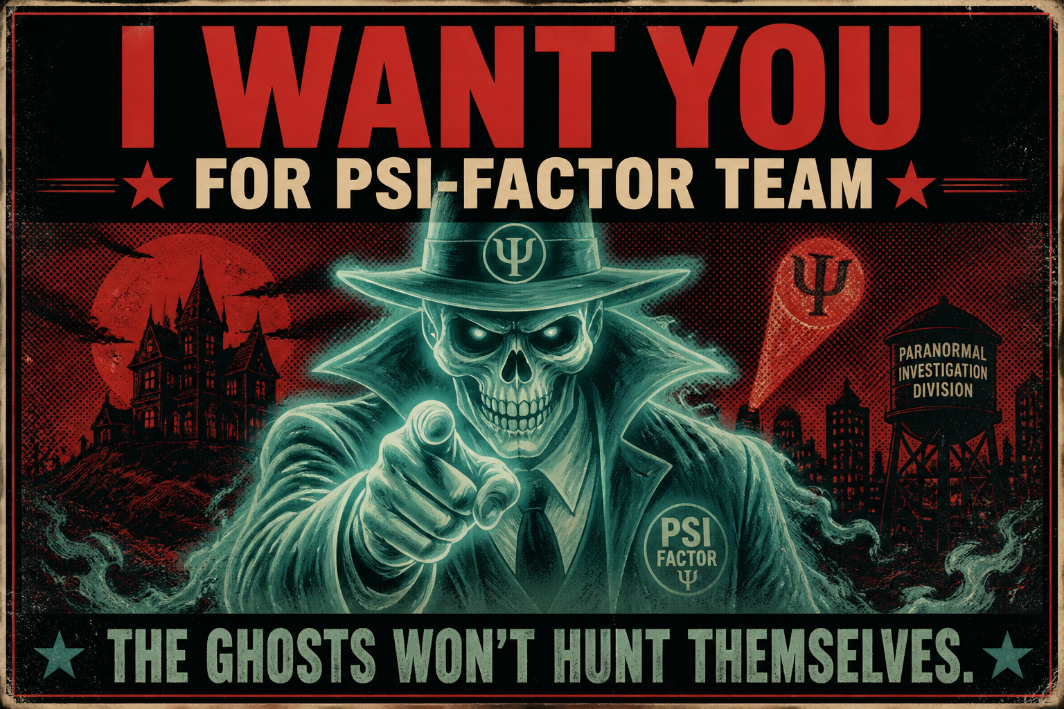 Винтажный рекрутинговый постер «I WANT YOU» для PSI‑Factor